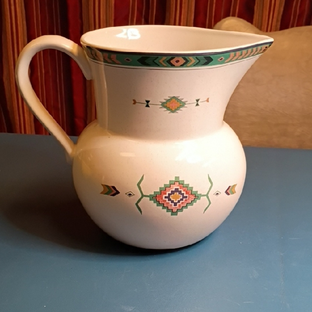 Studio Nova Cream and Green Pitcher